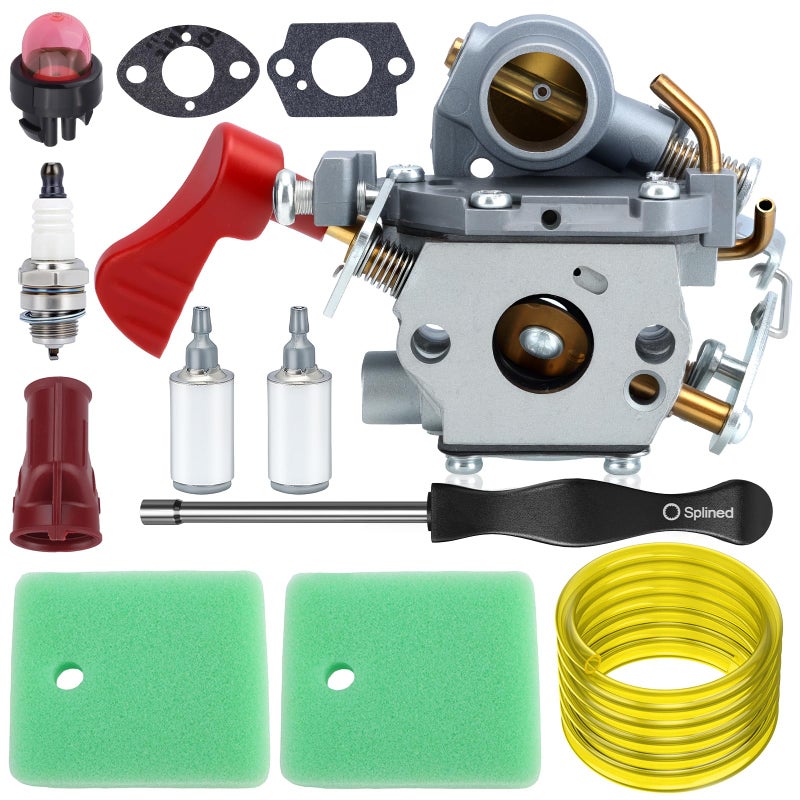 Hipa PP338PT Carburetor for Poulan Pro PP133 545008042 545189502 PP333 PP033 Craftsman 358791170 358791140 358795920 BC233B BC433B String Trimmer C1M-W44 Spark Plug - Image 1